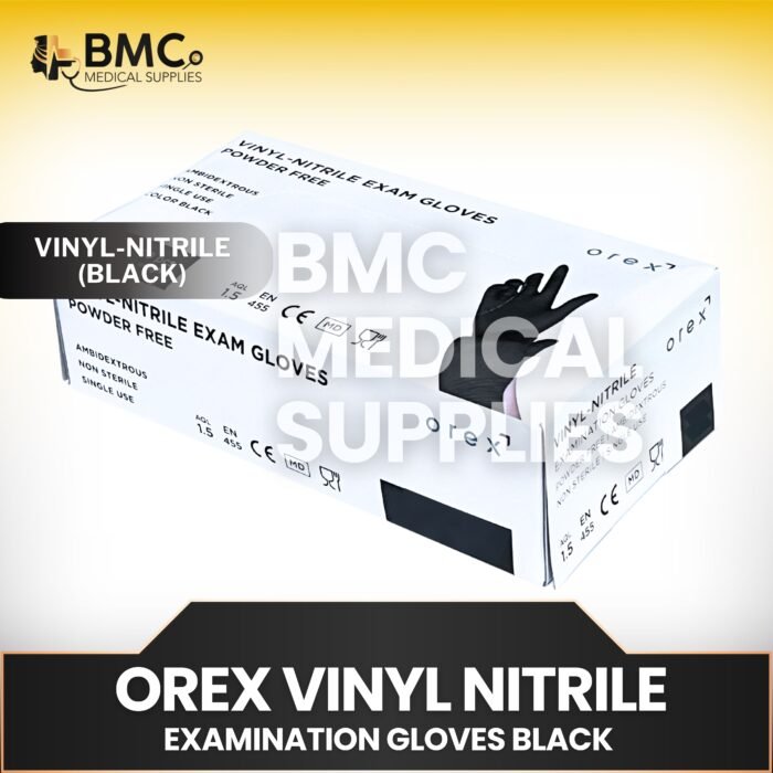 Orex Vinyl Nitrile Black Gloves (Sold Per Box – 100pcs)