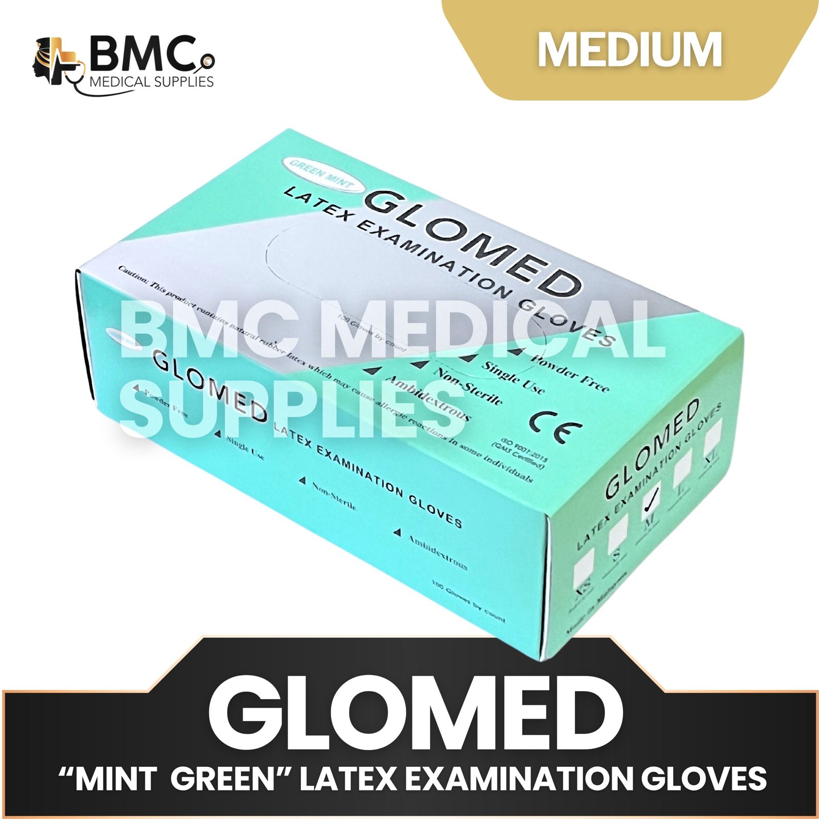 Glomed Latex Examination Gloves Mint Green (Sold Per Box) - Image 5
